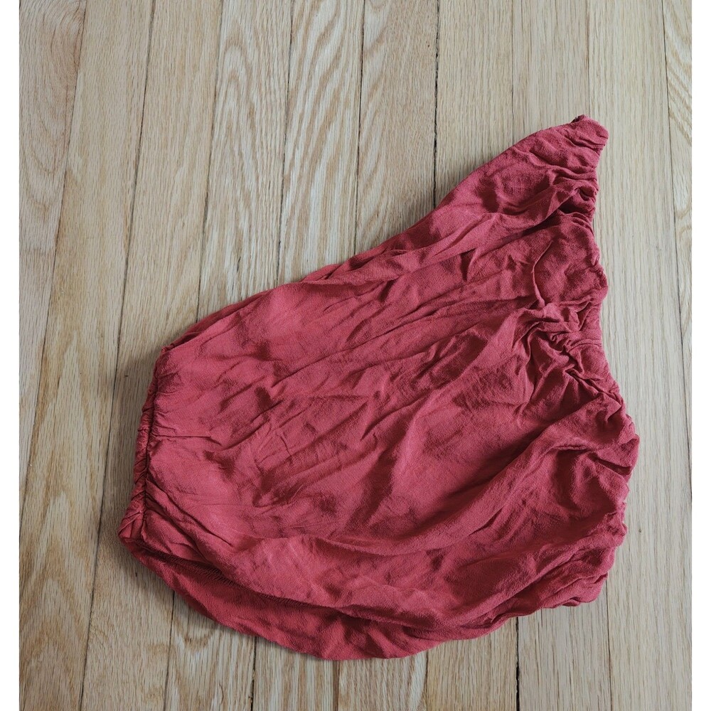 Free People Red Ruched One Shoulder Cropped Top Womens XS Stretch Party